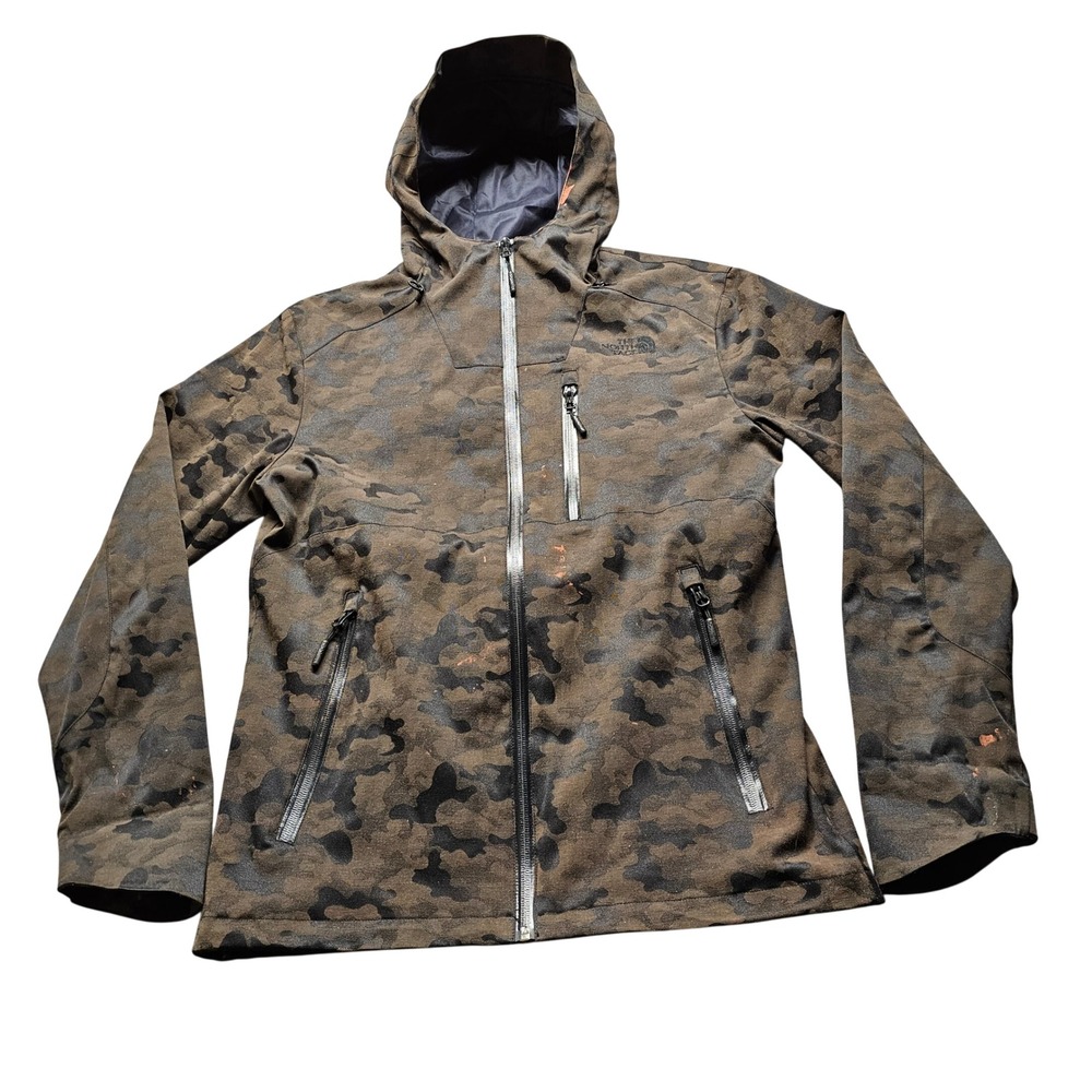 The North Face Apex Bionic Jacket Mens S Brown Camo Hooded Softshell Outdoor